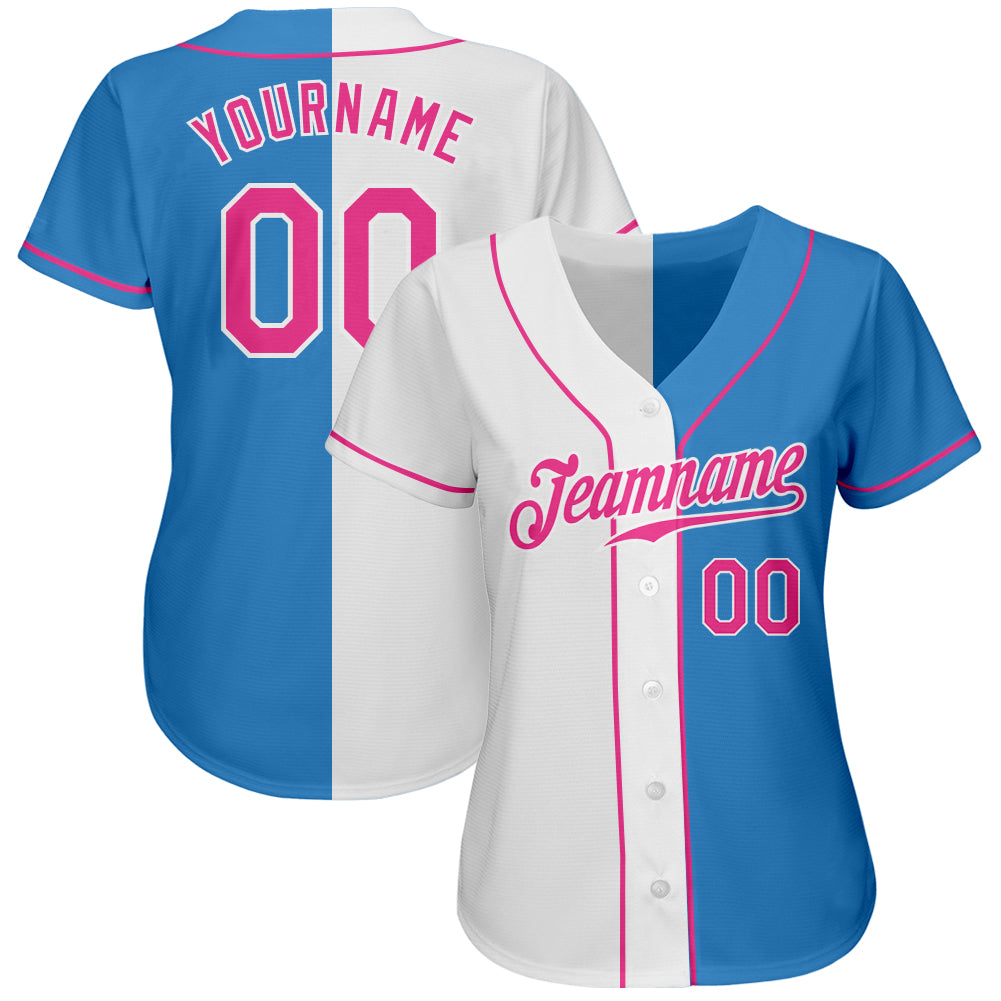 Cheap Custom Powder Blue Pink-White Authentic Baseball Jersey Free