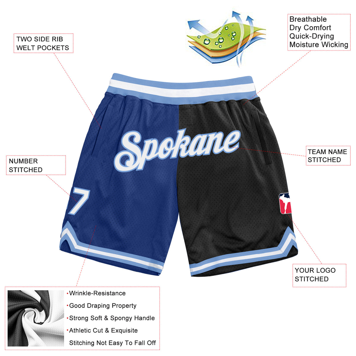 Cheap Custom White Royal-Black Authentic Throwback Split Fashion Basketball  Shorts Free Shipping – CustomJerseysPro