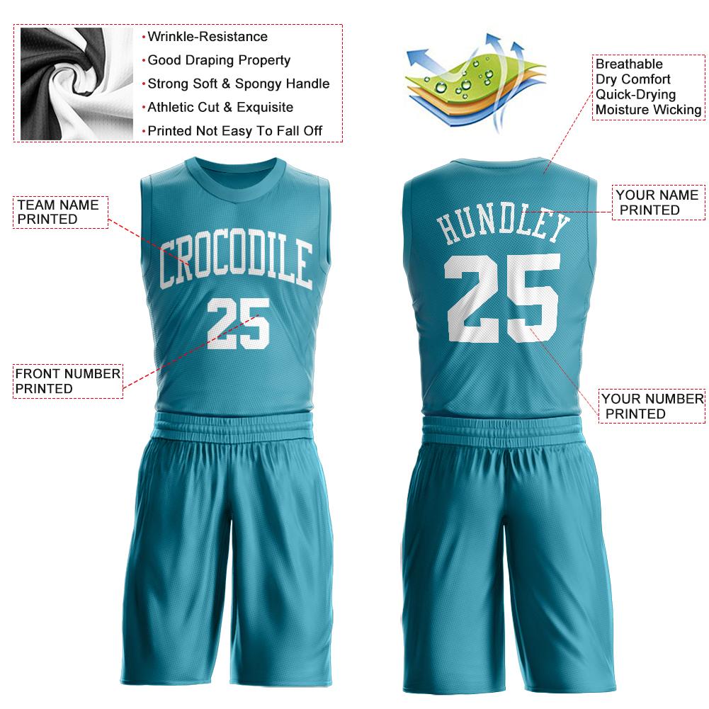 Custom Teal White Round Neck Suit Basketball Jersey – FanCustom