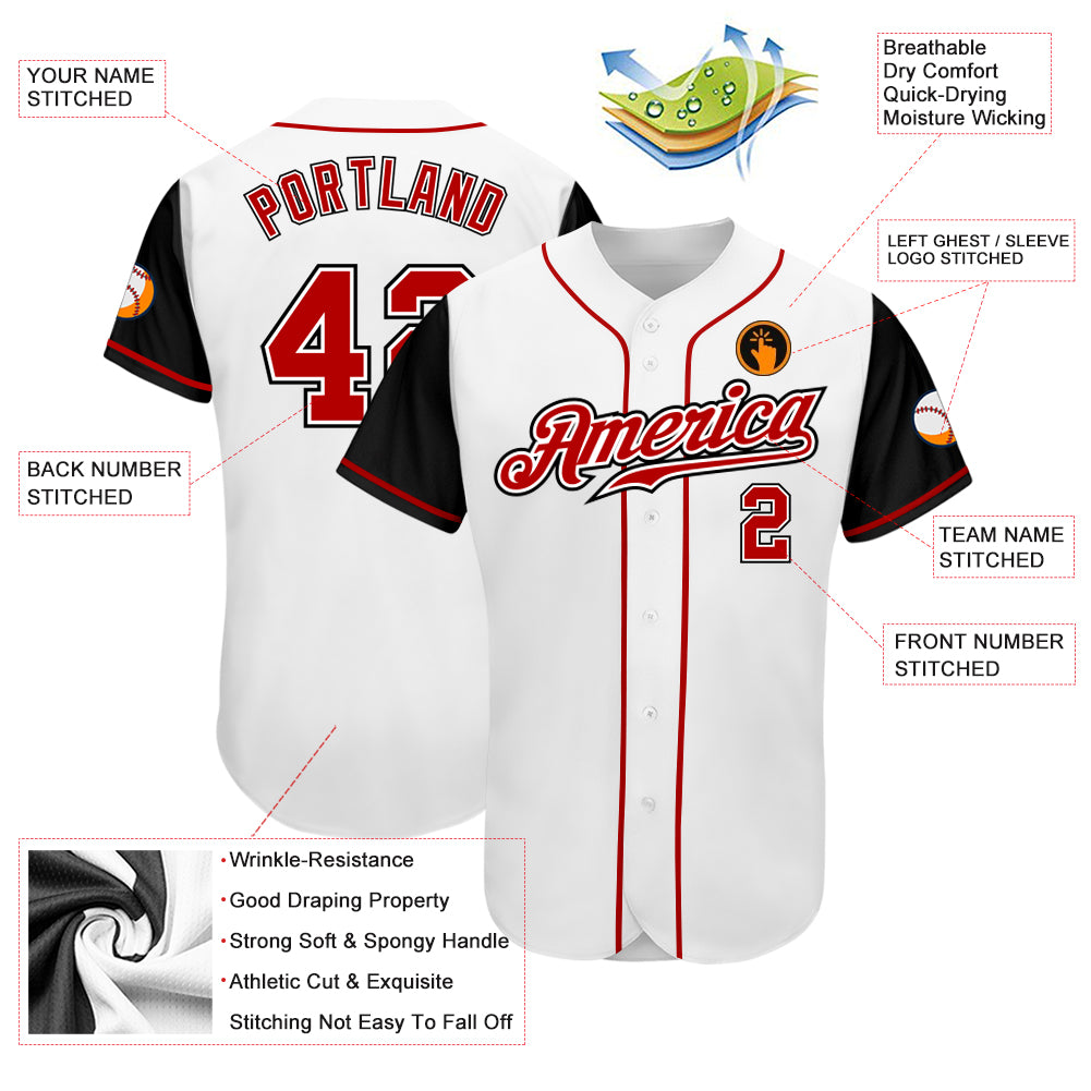 Cheap Custom White Red-Black Authentic Two Tone Baseball Jersey
