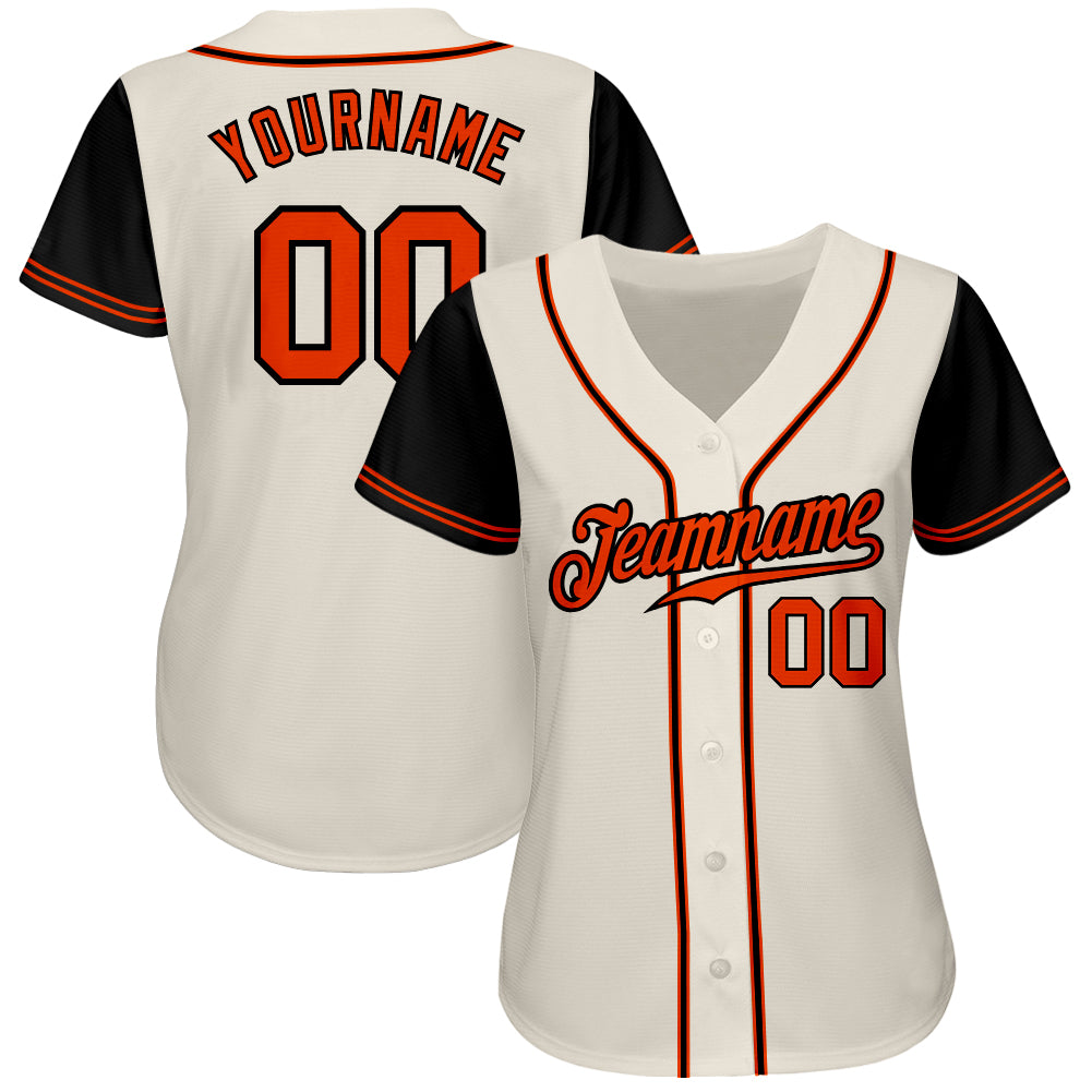 Custom Cream Navy-Orange Authentic Baseball Jersey Discount