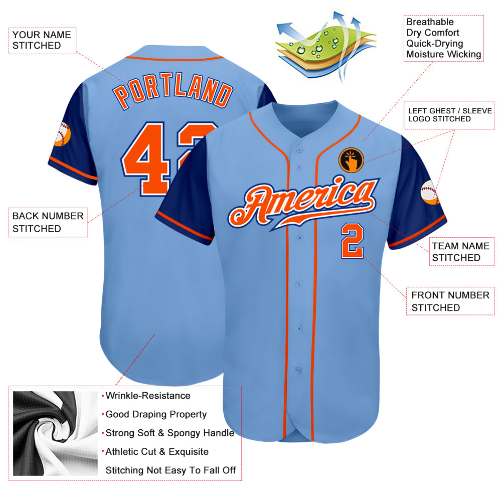 2 Button Custom Baseball Jersey | Light Blue, Orange, Purple, Cardinal, Maroon, Gold or Graphite | Team Name in A Baseball Swoosh Logo