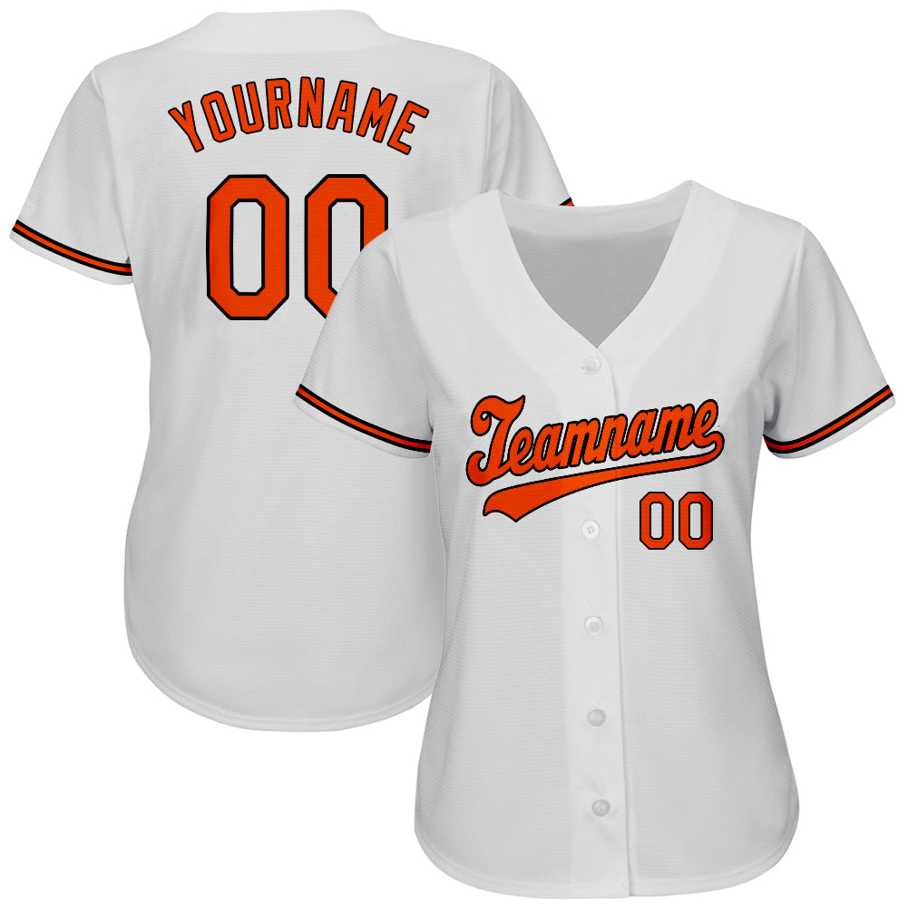 Custom White Orange-Black Authentic Baseball Jersey Youth Size:M