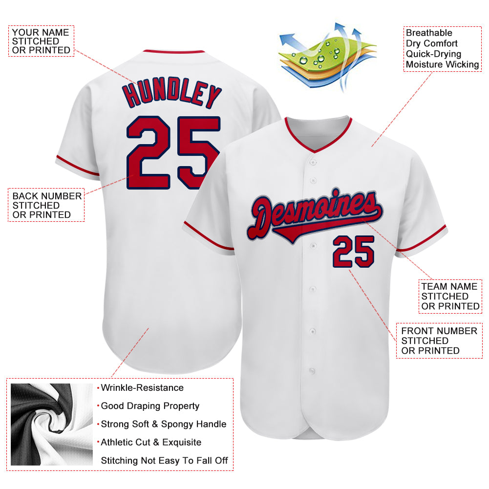Sale Build Navy Baseball Authentic White Jersey Red – CustomJerseysPro