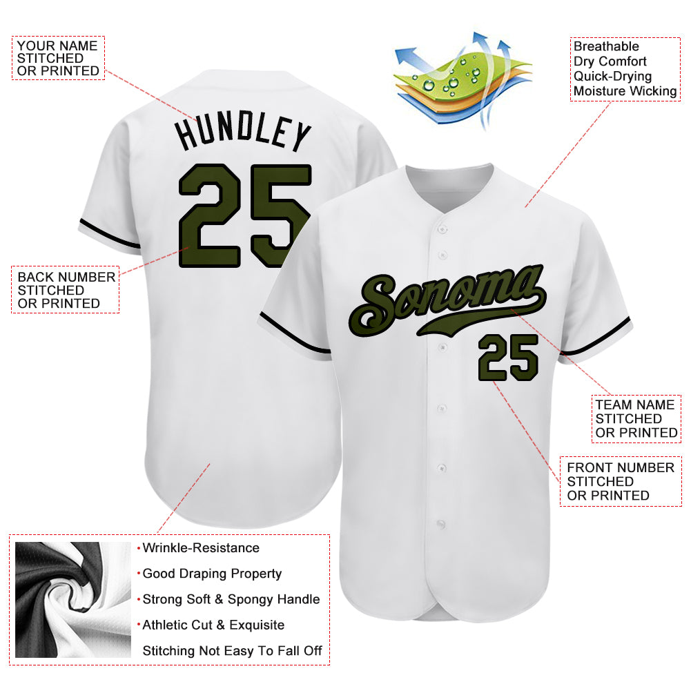 Sale Build Black Baseball Authentic White Memorial Day Jersey Olive –  CustomJerseysPro