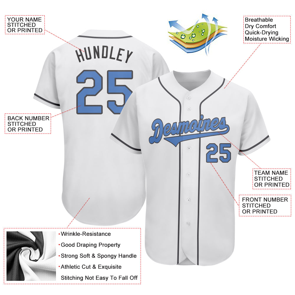 Sale Build Dark Gray Baseball Authentic White Father's Day Jersey Light Blue  – CustomJerseysPro