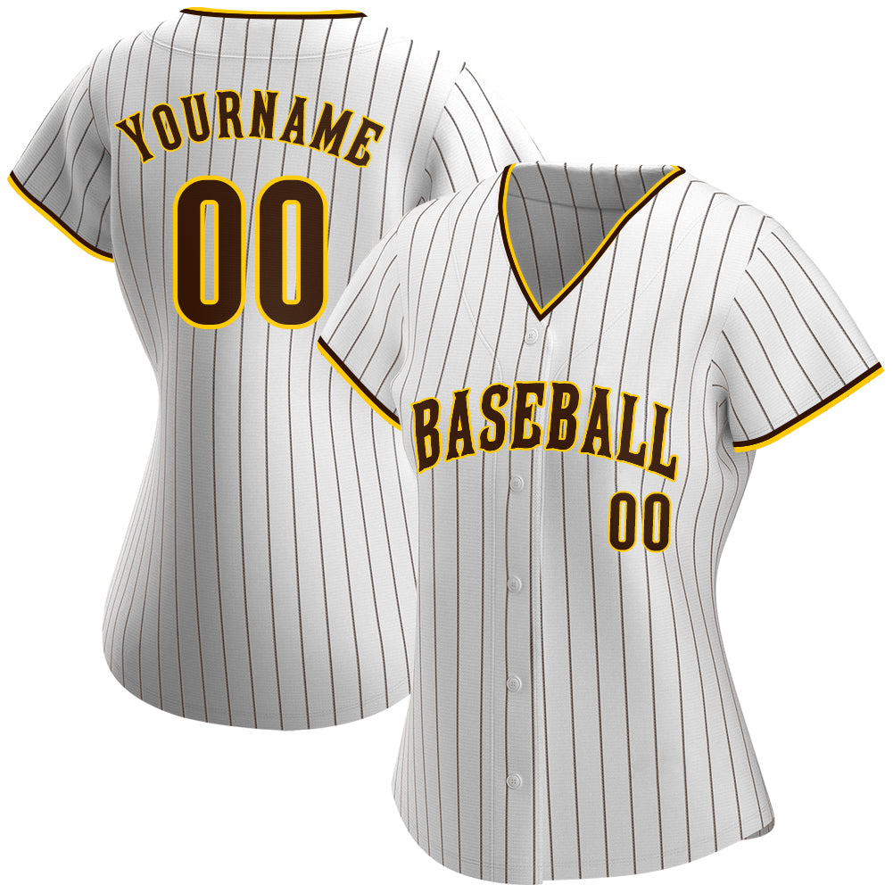 Sale Build Gold Baseball Authentic White Brown Strip Jersey Brown –  CustomJerseysPro