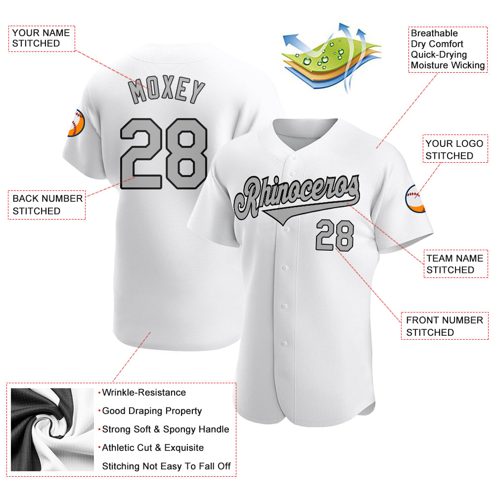 Cheap Custom White Black-Gray Authentic Baseball Jersey Free Shipping –  CustomJerseysPro