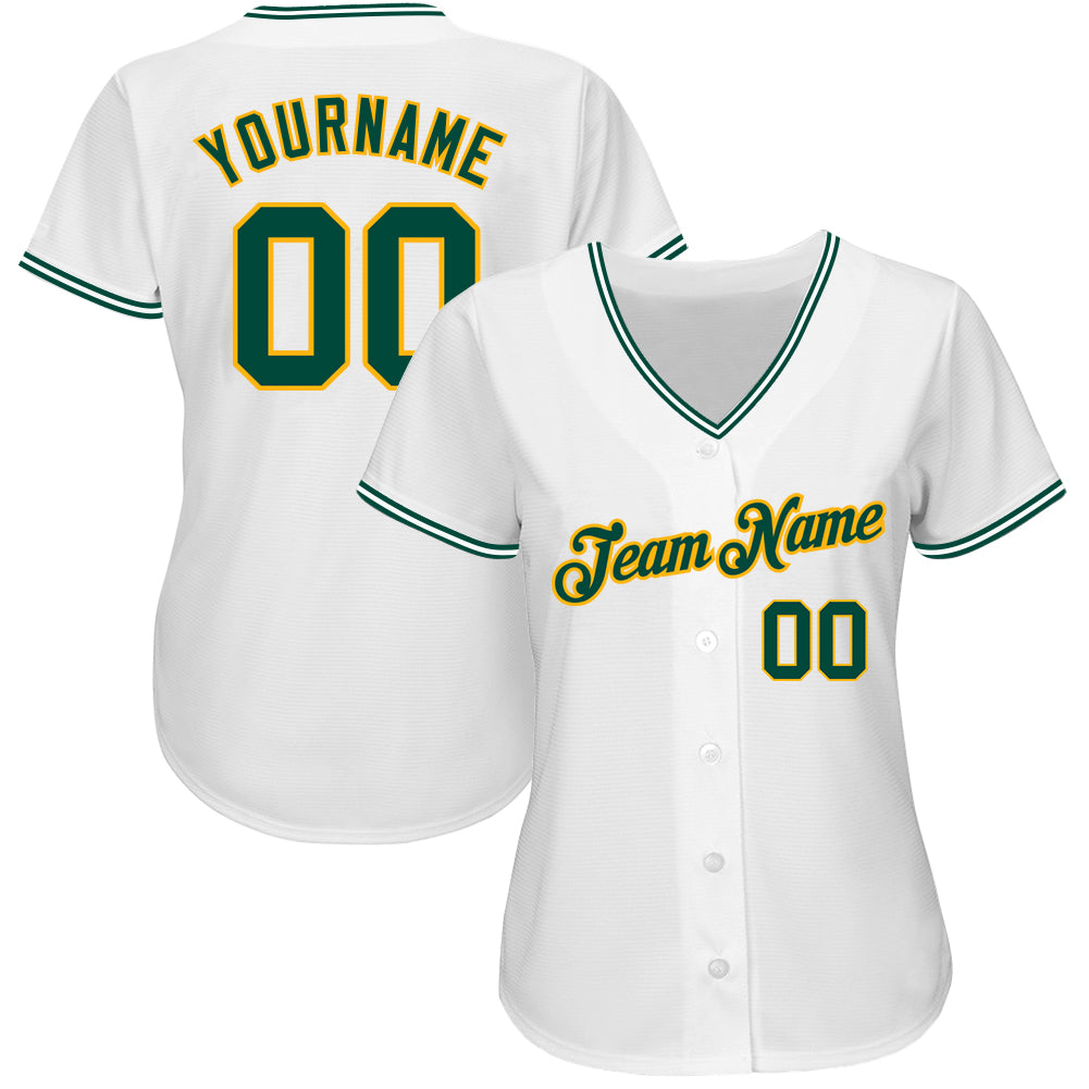 Sale Build Gold Baseball Authentic White Jersey Green – CustomJerseysPro