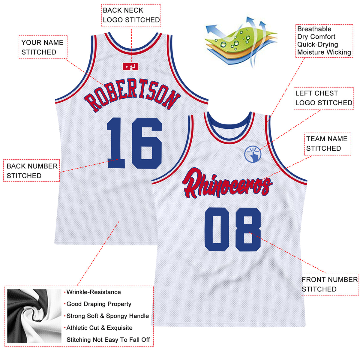 Cheap Custom Cream Royal-Red Authentic Throwback Basketball Jersey