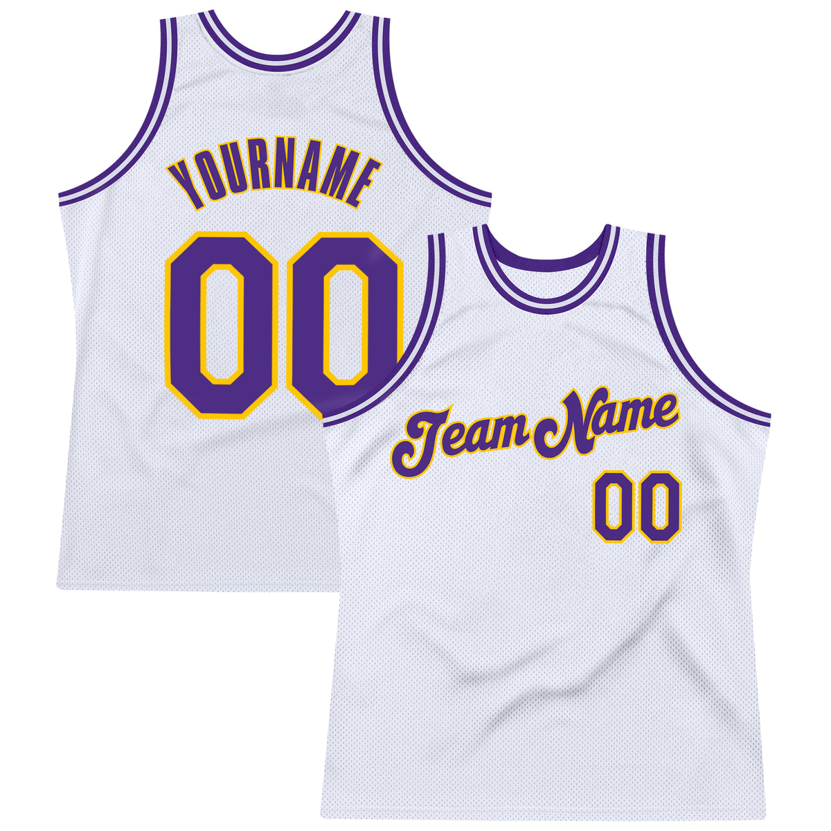 Cheap Custom Purple White-Old Gold Authentic Throwback Basketball