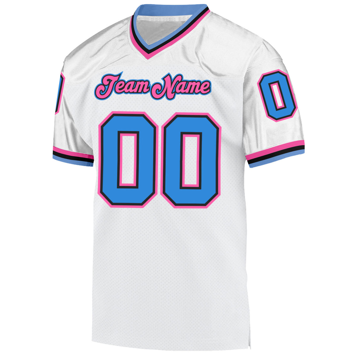 Custom Pink White-Powder Blue Mesh Authentic Football Jersey Sale