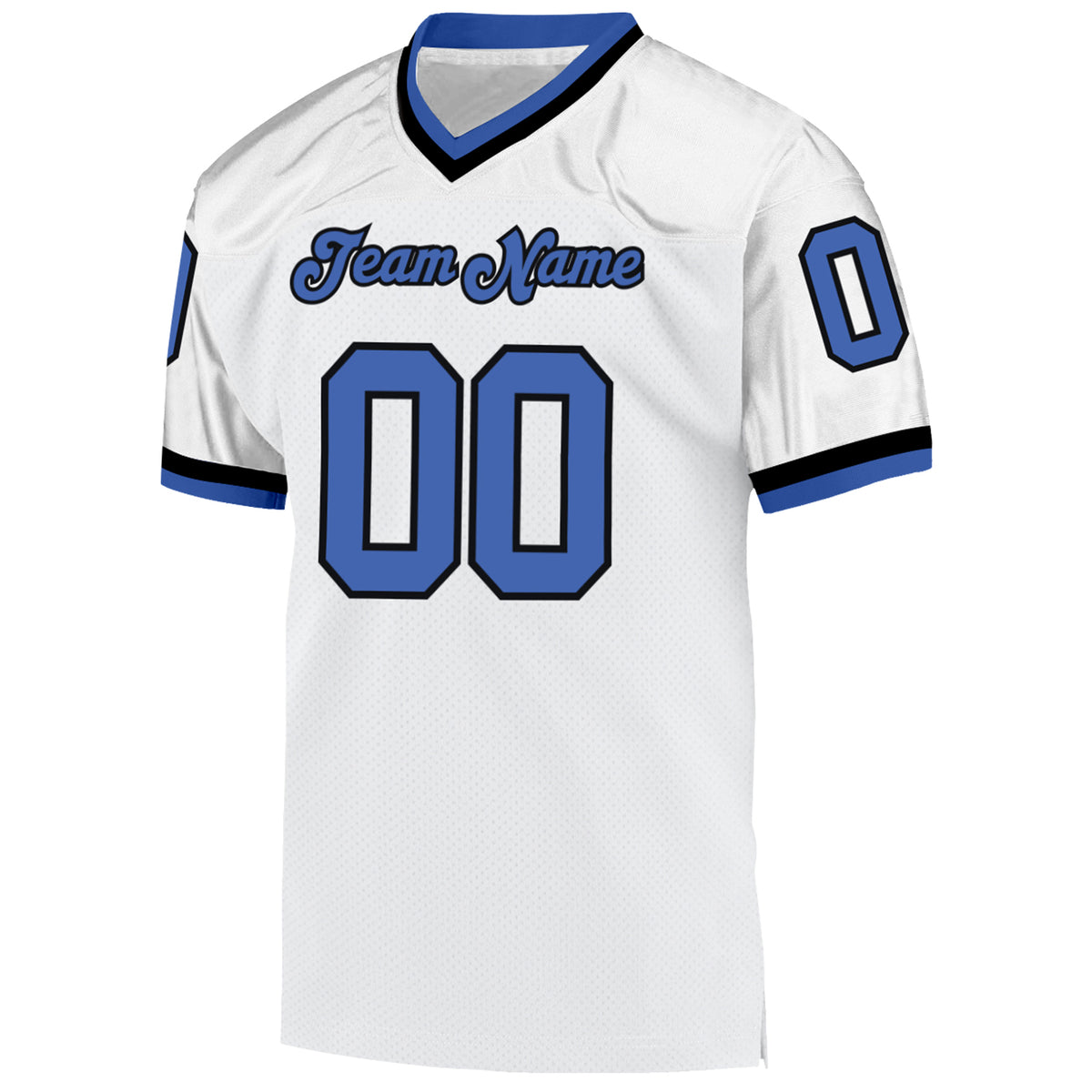 Custom White Light Blue-Royal Mesh Authentic Football Jersey Discount