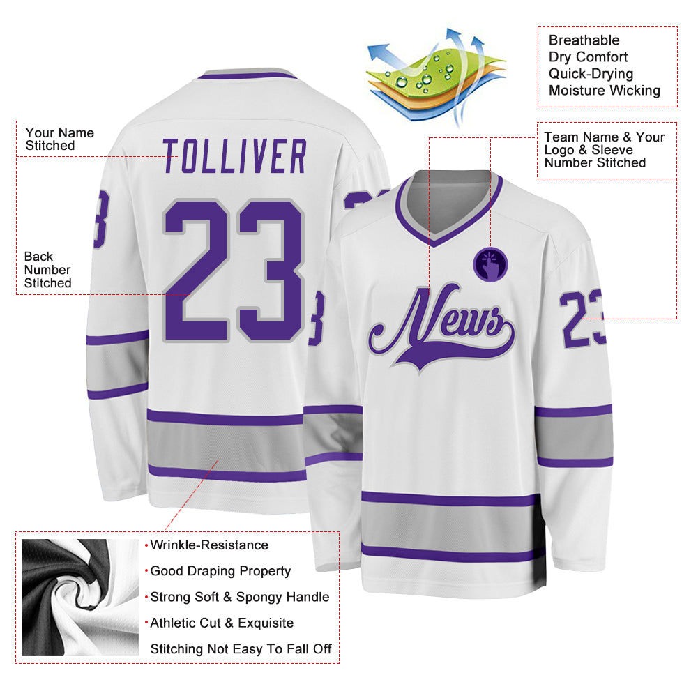 Custom Purple Gray-White Hockey Jersey Sale – UKSN INC