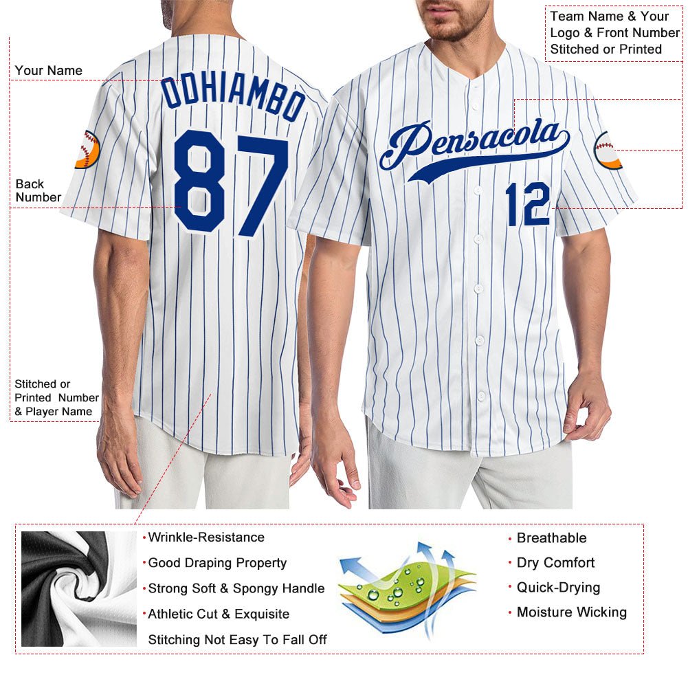 Cheap Custom White Royal Pinstripe Royal-White Authentic Baseball Jersey  Free Shipping – CustomJerseysPro