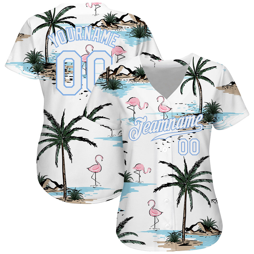 Cheap Custom Light Blue White-Light Blue 3D Pattern Design Palm Trees  Authentic Baseball Jersey Free Shipping – CustomJerseysPro