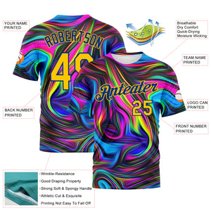 Custom 3D Pattern Design Abstract Colorful Psychedelic Fluid Art Performance T-Shirt