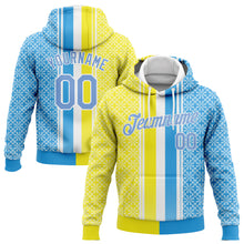 Загрузить изображение в средство просмотра галереи, Custom Stitched Gold Light Blue-White 3D Pattern Design Sports Pullover Sweatshirt Hoodie
