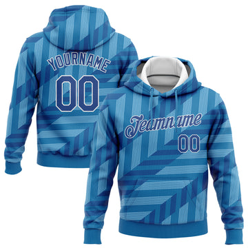 Custom Stitched Powder Blue Royal-White 3D Pattern Design Sports Pullover Sweatshirt Hoodie