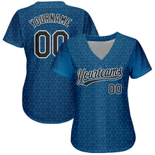 Charger l&#39;image dans la galerie, Custom Blue Black-White 3D Pattern Design Authentic Baseball Jersey
