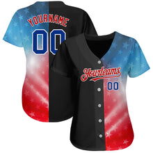 Charger l&#39;image dans la galerie, Custom Black Royal-Red 3D American Flag Fashion Authentic Baseball Jersey
