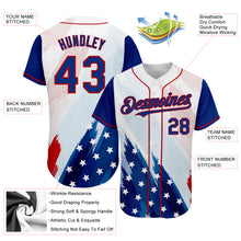 Load image into Gallery viewer, Custom White Royal-Red 3D American Flag Fashion Authentic Baseball Jersey
