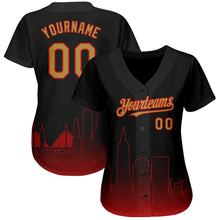 Загрузить изображение в средство просмотра галереи, Custom Black Old Gold-Red 3D San Francisco City Edition Fade Fashion Authentic Baseball Jersey
