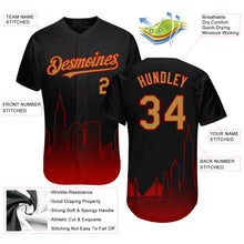 Load image into Gallery viewer, Custom Black Old Gold-Red 3D San Francisco City Edition Fade Fashion Authentic Baseball Jersey
