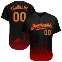 Загрузить изображение в средство просмотра галереи, Custom Black Old Gold-Red 3D San Francisco City Edition Fade Fashion Authentic Baseball Jersey
