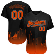 Load image into Gallery viewer, Custom Black Orange-Gray 3D San Francisco City Edition Fade Fashion Authentic Baseball Jersey
