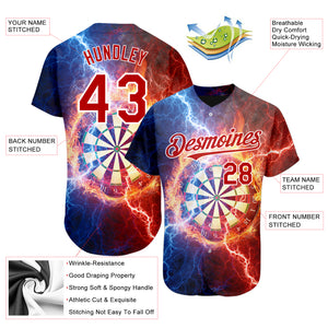 Custom Black Red-White 3D Pattern Design Lightning Flame Dart Board Authentic Baseball Jersey