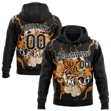 Загрузить изображение в средство просмотра галереи, Custom Stitched Black Orange-White 3D Pattern Design Flame Tiger Sports Pullover Sweatshirt Hoodie
