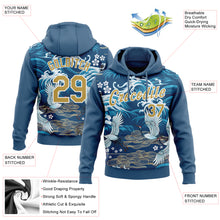 Загрузить изображение в средство просмотра галереи, Custom Stitched Royal Old Gold-White 3D Pattern Design Crane And Cloud Sports Pullover Sweatshirt Hoodie
