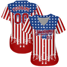 Charger l&#39;image dans la galerie, Custom Red Royal-White 3D American Flag Authentic Baseball Jersey
