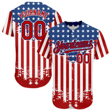 Charger l&#39;image dans la galerie, Custom Red Royal-White 3D American Flag Authentic Baseball Jersey
