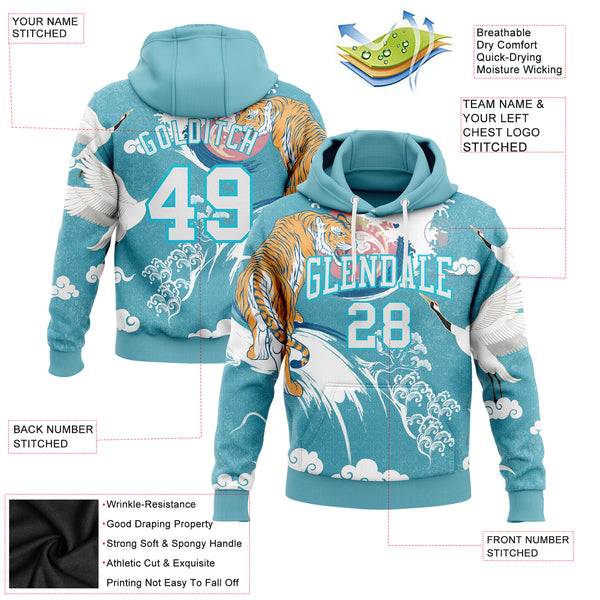 Youth Miami Dolphins Hoodie 3D Comfortable USA Flag Blue Miami