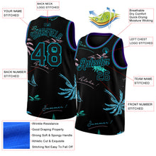 Load image into Gallery viewer, Custom Black Teal 3D Pattern Tropical Hawaii Palm Trees Authentic Basketball Jersey
