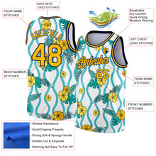 Charger l&#39;image dans la galerie, Custom White Gold-Navy 3D Pattern Tropical Hawaii Plant And Flower Authentic Basketball Jersey
