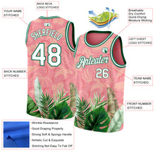 Charger l&#39;image dans la galerie, Custom Medium Pink White-Kelly Green 3D Pattern Tropical Hawaii Leaves Authentic Basketball Jersey
