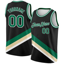 Load image into Gallery viewer, Custom Black Kelly Green-Cream Modern Authentic City Edition Basketball Jersey
