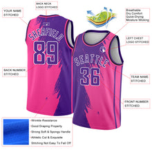 Charger l&#39;image dans la galerie, Custom Pink Purple-White Abstract Brush Splash Authentic City Edition Basketball Jersey
