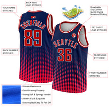 Charger l&#39;image dans la galerie, Custom Navy Red-White Halftone Authentic City Edition Basketball Jersey
