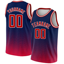 Charger l&#39;image dans la galerie, Custom Navy Red-White Halftone Authentic City Edition Basketball Jersey
