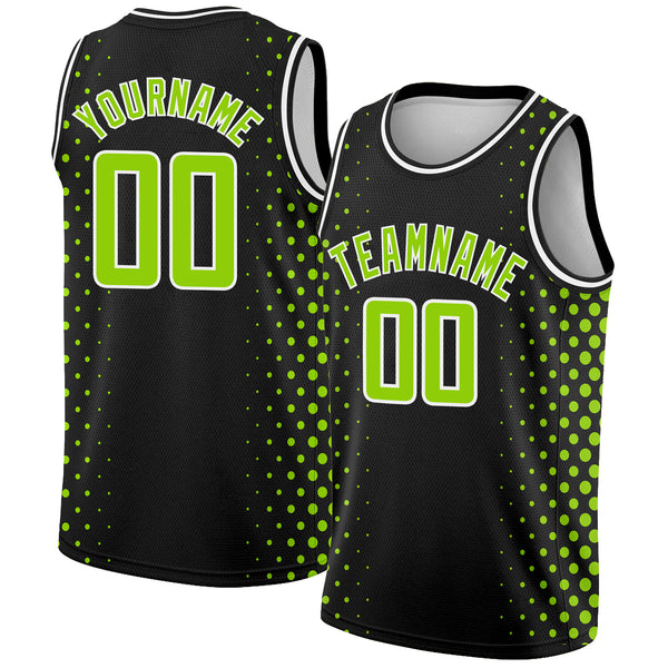 2024 Cheap Custom Black Neon Green White Halftone Authentic City Edition Basketball Jersey Free Shipping CustomJerseysPro