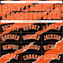 Загрузить изображение в средство просмотра галереи, Custom Black Orange-White 3D Pattern Design Torn Paper Style Authentic Basketball Jersey
