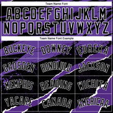 Charger l&#39;image dans la galerie, Custom Black Purple-White 3D Pattern Design Torn Paper Style Authentic Basketball Jersey
