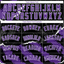 Laden Sie das Bild in den Galerie-Viewer, Custom Black Purple-White 3D Pattern Design Torn Paper Style Authentic Basketball Jersey
