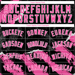 Custom Black Pink-White 3D Pattern Design Torn Paper Style Authentic Basketball Jersey