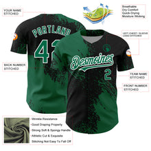 Charger l&#39;image dans la galerie, Custom Black Kelly Green-White 3D Pattern Design Abstract Brush Stroke Authentic Baseball Jersey
