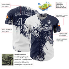 Charger l&#39;image dans la galerie, Custom Navy White 3D Pattern Design Abstract Brush Stroke Authentic Baseball Jersey
